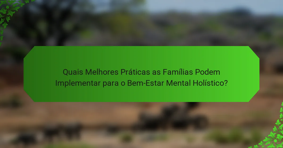 Quais Melhores Práticas as Famílias Podem Implementar para o Bem-Estar Mental Holístico?